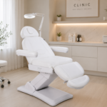 White electric beauty treatment bed in a skin clinic